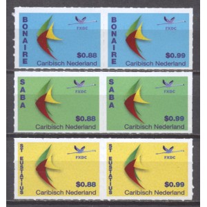 Caribisch Nederland 2014 01 NVPH 39/44 Frankeerzegels